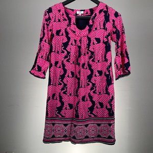 Crown & Ivy 3/4 Sleeve Elephant Print Dress